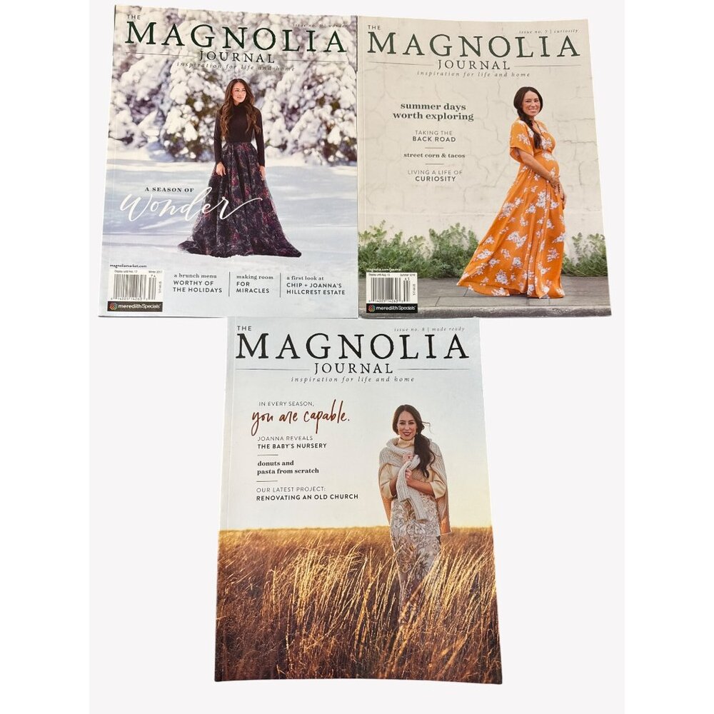 The Magnolia Journal Lot Of 3 Early Magazines Issues 5, 7‎ & 8 Joanna Gaines